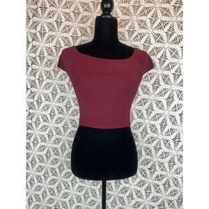 Rehab Maroon Ribbed Crop Top Shirt